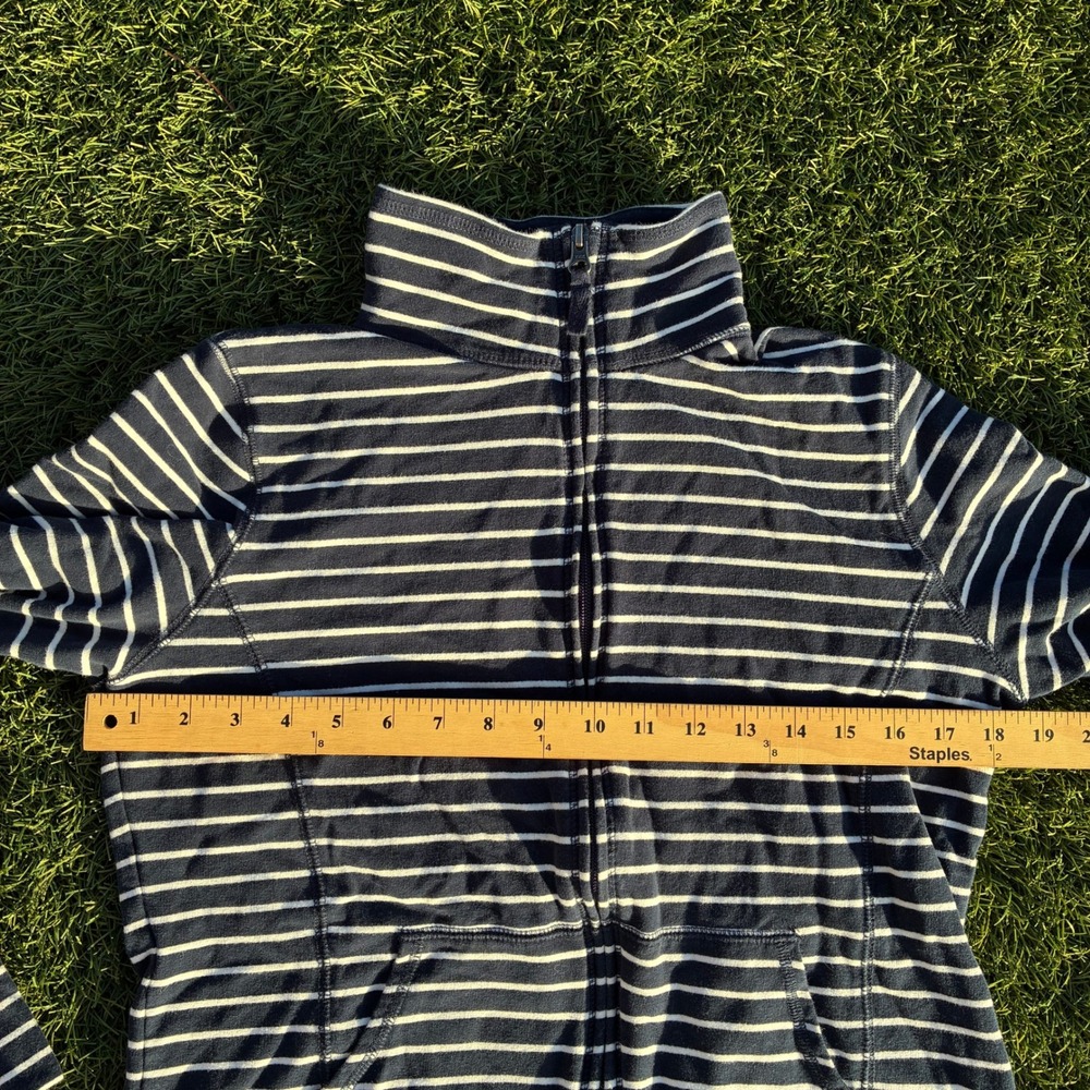 LL Bean Womens Size Small Black White Striped Full Zip Sweatshirt Jacket - Picture 6 of 6